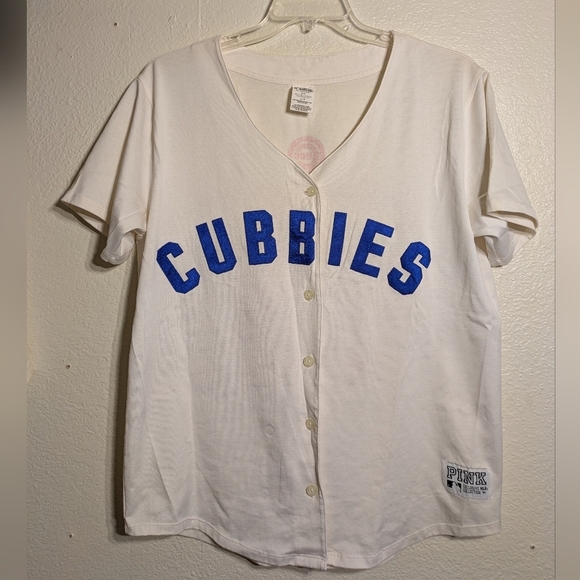 pink Victoria Secret White Cubbies Button-Up Shirt Pre-owned Size Large - Picture 1 of 7